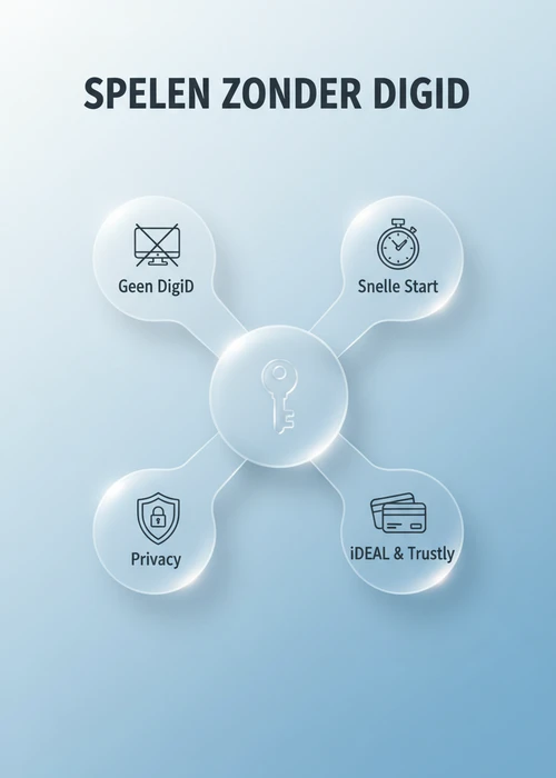 Spelen zonder DigiD uitgelegd: geen DigiD, snelle start, iDEAL en Trustly en privacy overzichtelijk in beeld.